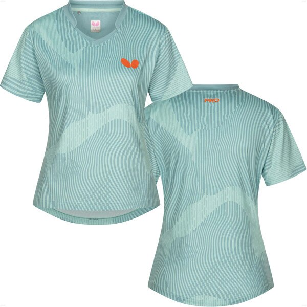 Butterfly Kariya Lady Shirt - Sky-Grey - Front/Back